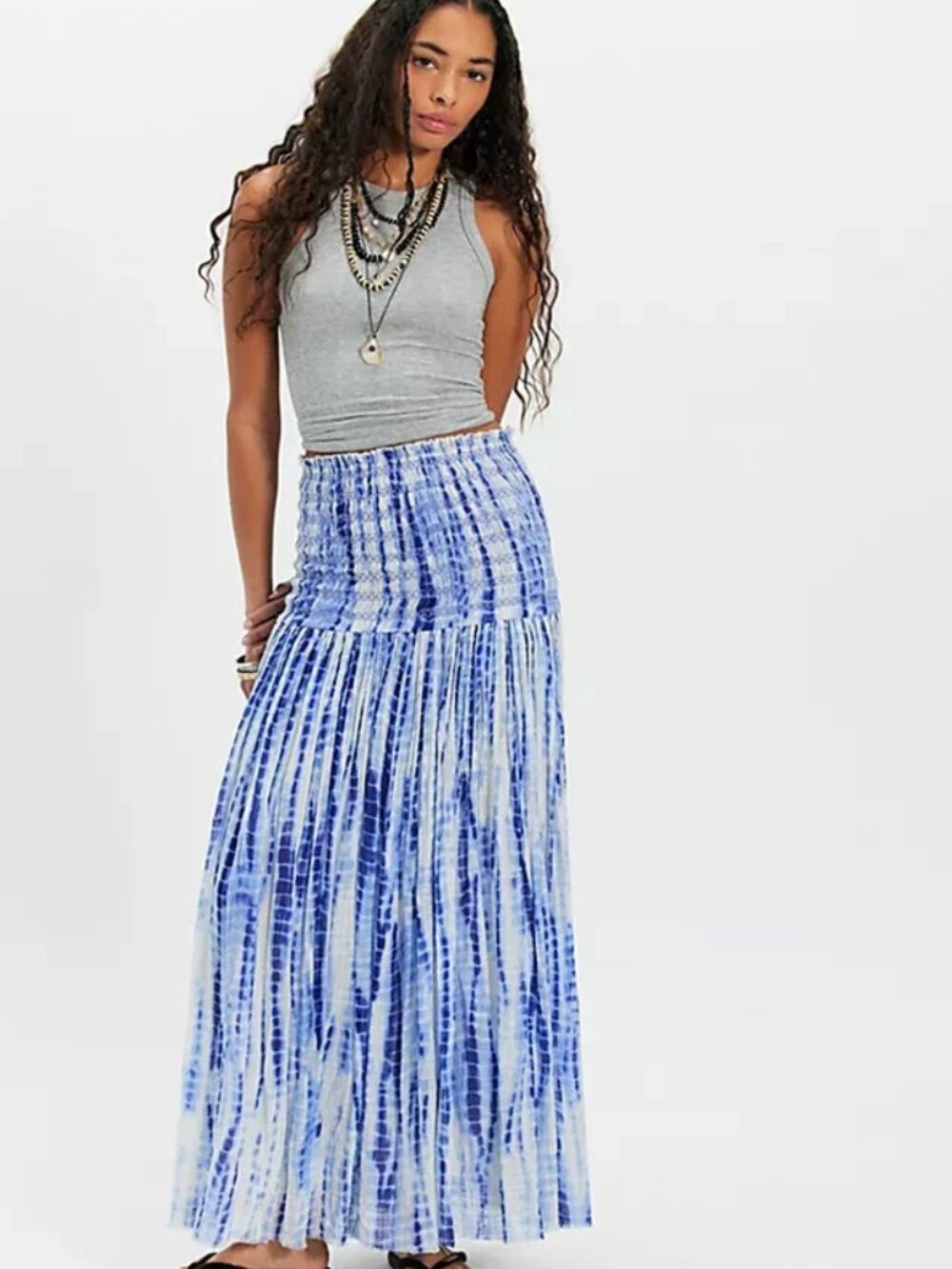 Free People Fp One Ravenna Tie Dye Convertible Maxi Skirt Smocked Dress M